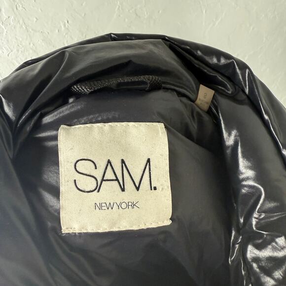 Sam New York Women's Jacket Small Down Stripe Full zip Coat Puffer Designer B3-2 - Picture 5 of 5